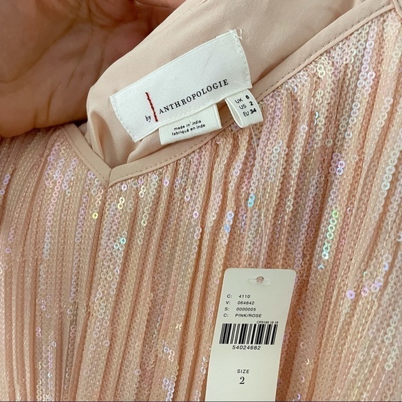 NWT Anthropologie Amelie Blush Beaded Cami sz 2 - Picture 9 of 10